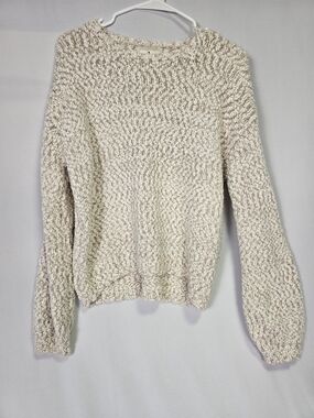 ruby moon Cream Textured Crewneck Sweater